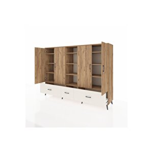 Hyperion Dolap 12 Raflı 3 Çekmeceli 4 Kapaklı 220x44x163 Çam-çam/aytaşı