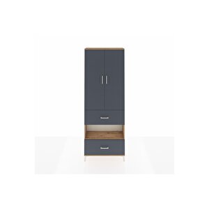 Arges Dolap 5 Raflı 2 Çekmeceli 2 Kapaklı 88x30x243 Çam-antrasit