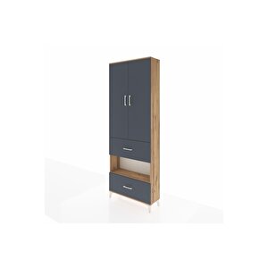 Arges Dolap 5 Raflı 2 Çekmeceli 2 Kapaklı 88x30x243 Çam-antrasit