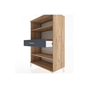 Hyperion Dolap 3 Raflı Tek Çekmeceli 88x44x134 Çam-antrasit