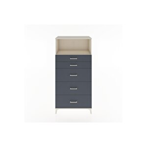 Hyperion Dolap Tek Raflı 5 Çekmeceli 88x44x182 Aytaşı-antrasit