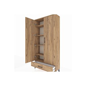 Arges Dolap 5 Raflı Tek Çekmeceli 2 Kapaklı 88x30x182 Çam-çam