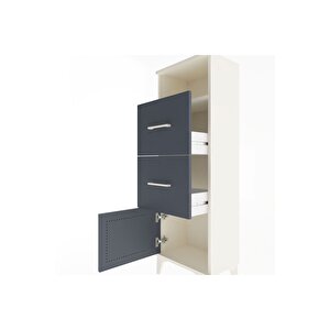 Arges Dolap Tek Raflı 2 Çekmeceli Tek Kapaklı 44x30x134 Aytaşı-antrasit