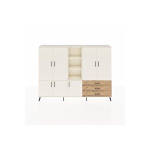 Arges Dolap 11 Raflı 3 Çekmeceli 7 Kapaklı 220x30x163 Aytaşı-aytaşı/çam