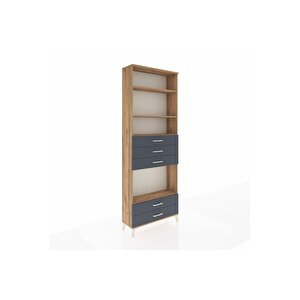 Arges Dolap 4 Raflı 5 Çekmeceli 88x30x243 Çam-antrasit