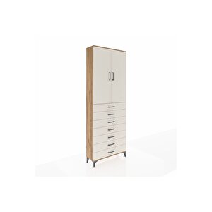 Arges Dolap 3 Raflı 7 Çekmeceli 2 Kapaklı 88x30x243 Çam-aytaşı