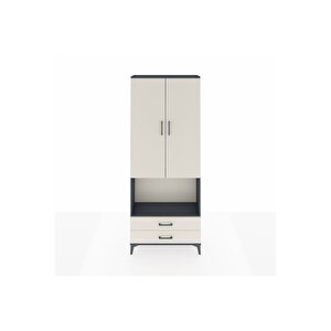 Arges Dolap 3 Raflı 2 Çekmeceli Tek Askılı 88x30x221 Antrasit-aytaşı