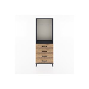 Arges Dolap Tek Raflı 4 Çekmeceli Tek Askılı 60x30x163 Antrasit-çam