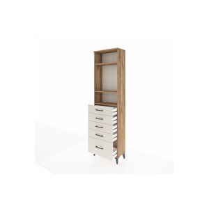 Arges Dolap 3 Raflı 5 Çekmeceli 60x30x221 Çam-aytaşı
