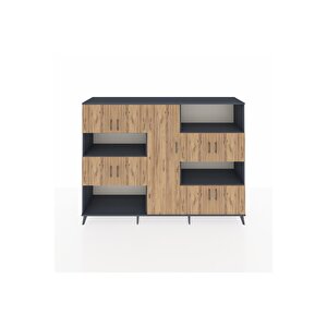 Hyperion Dolap 10 Raflı 9 Kapaklı 220x44x163 Antrasit-çam/antrasit