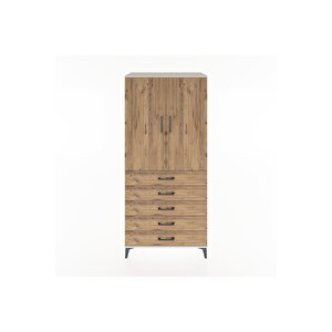 Hyperion Dolap Tek Raflı 5 Çekmeceli Tek Askılı 88x44x195 Aytaşı-çam