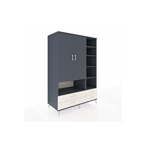 Kronos Dolap 10 Raflı 4 Çekmeceli 2 Kapaklı 132x59x195 Antrasit-antrasit/aytaşı