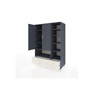 Kronos Dolap 10 Raflı 4 Çekmeceli 2 Kapaklı 132x59x195 Antrasit-antrasit/aytaşı