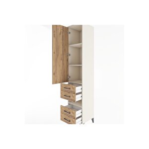 Hyperion Dolap 4 Raflı 4 Çekmeceli Tek Kapaklı 44x44x221 Aytaşı-çam