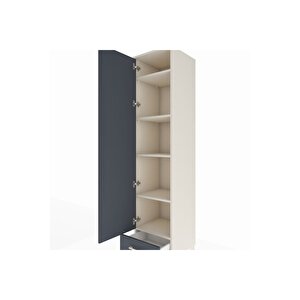 Hyperion Dolap 5 Raflı Tek Çekmeceli Tek Kapaklı 44x44x195 Aytaşı-antrasit