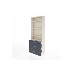 Arges Dolap 4 Raflı 3 Çekmeceli 88x30x243 Aytaşı-antrasit