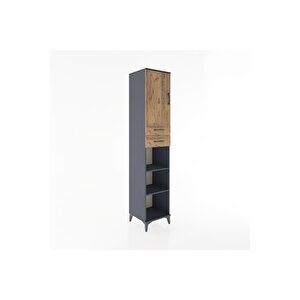 Hyperion Dolap 4 Raflı 2 Çekmeceli Tek Kapaklı 44x44x221 Antrasit-çam