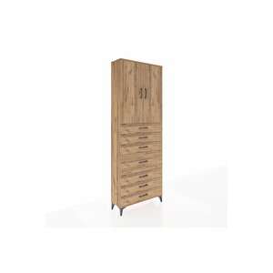 Arges Dolap 3 Raflı 7 Çekmeceli 2 Kapaklı 88x30x243 Çam-çam