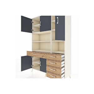 Hyperion Dolap 9 Raflı 5 Çekmeceli 5 Kapaklı 132x44x195 Aytaşı-antrasit/çam