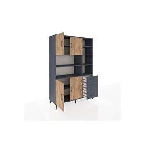 Hyperion Dolap 9 Raflı 4 Çekmeceli 4 Kapaklı 132x44x195 Antrasit-çam/antrasit