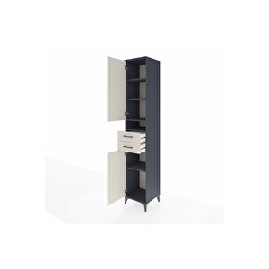 Hyperion Dolap 5 Raflı 2 Çekmeceli 2 Kapaklı 44x44x243 Antrasit-aytaşı