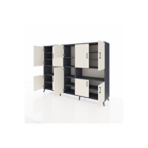 Hyperion Dolap 14 Raflı 10 Kapaklı 220x44x163 Antrasit-aytaşı/antrasit