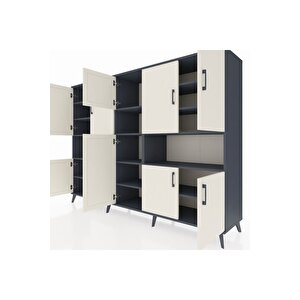 Hyperion Dolap 14 Raflı 10 Kapaklı 220x44x163 Antrasit-aytaşı/antrasit