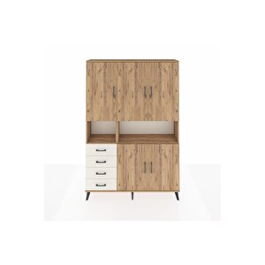 Arges Dolap 7 Raflı 4 Çekmeceli 5 Kapaklı 132x30x195 Çam-çam/aytaşı
