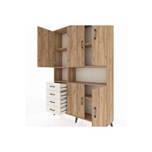 Arges Dolap 7 Raflı 4 Çekmeceli 5 Kapaklı 132x30x195 Çam-çam/aytaşı