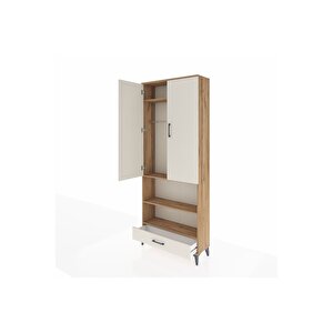 Arges Dolap 4 Raflı Tek Çekmeceli Tek Askılı 88x30x221 Çam-aytaşı
