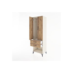 Hyperion Dolap Tek Raflı 2 Çekmeceli Tek Askılı 60x44x195 Aytaşı-çam