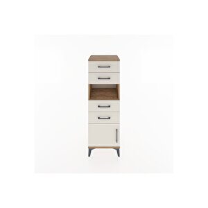 Hyperion Dolap Tek Raflı 4 Çekmeceli Tek Kapaklı 44x44x134 Çam-aytaşı