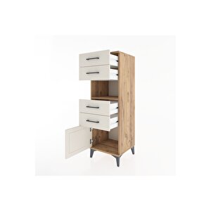 Hyperion Dolap Tek Raflı 4 Çekmeceli Tek Kapaklı 44x44x134 Çam-aytaşı