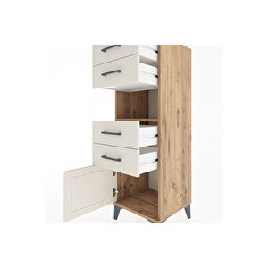 Hyperion Dolap Tek Raflı 4 Çekmeceli Tek Kapaklı 44x44x134 Çam-aytaşı