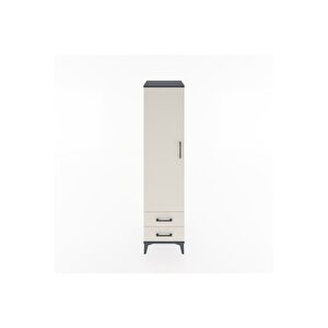 Hyperion Dolap 4 Raflı 2 Çekmeceli Tek Kapaklı 44x44x182 Antrasit-aytaşı