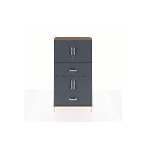 Arges Dolap 3 Raflı 2 Çekmeceli 4 Kapaklı 88x30x163 Çam-antrasit