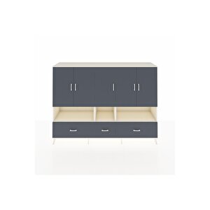 Hyperion Dolap 12 Raflı 3 Çekmeceli 5 Kapaklı 220x44x163 Aytaşı-antrasit