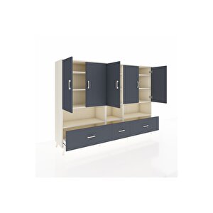 Hyperion Dolap 12 Raflı 3 Çekmeceli 5 Kapaklı 220x44x163 Aytaşı-antrasit