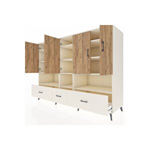 Kronos Dolap 12 Raflı 3 Çekmeceli 5 Kapaklı 220x59x163 Aytaşı-çam/aytaşı