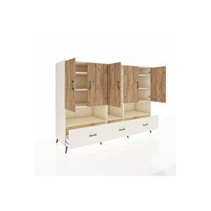 Kronos Dolap 12 Raflı 3 Çekmeceli 5 Kapaklı 220x59x163 Aytaşı-çam/aytaşı