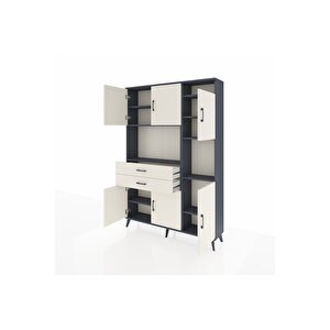 Arges Gardrop 9 Raflı 2 Çekmeceli 6 Kapaklı 132x30x195 Antrasit-aytaşı