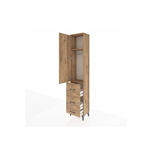 Arges Dolap 2 Raflı 3 Çekmeceli Tek Askılı 44x30x221 Çam-çam