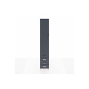 Hyperion Dolap 5 Raflı 4 Çekmeceli Tek Kapaklı 44x44x243 Antrasit-antrasit