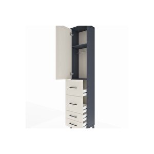 Arges Dolap 2 Raflı 4 Çekmeceli Tek Askılı 44x30x221 Antrasit-aytaşı