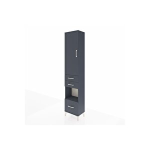 Arges Dolap 3 Raflı 3 Çekmeceli Tek Askılı 44x30x221 Antrasit-antrasit