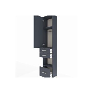 Arges Dolap 3 Raflı 3 Çekmeceli Tek Askılı 44x30x221 Antrasit-antrasit