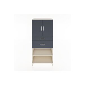 Hyperion Dolap 4 Raflı 2 Çekmeceli 2 Kapaklı 88x44x195 Aytaşı-antrasit