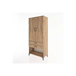 Hyperion Dolap 2 Raflı 2 Çekmeceli Tek Askılı 88x44x195 Çam-çam
