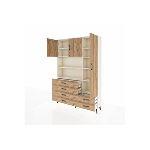 Arges Gardrop 9 Raflı 6 Çekmeceli 3 Kapaklı 132x30x195 Aytaşı-çam