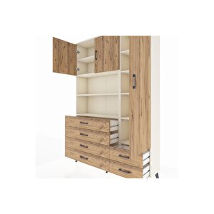 Arges Gardrop 9 Raflı 6 Çekmeceli 3 Kapaklı 132x30x195 Aytaşı-çam